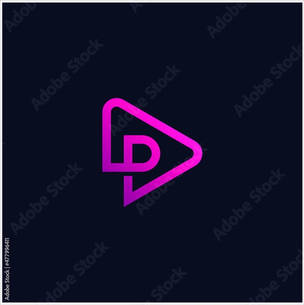 Fototapeta D Initial play logo design vector template