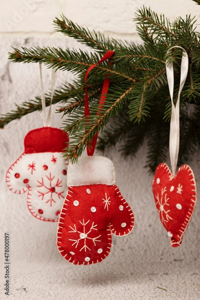 Obraz Christmas backgrond with hand made decoration