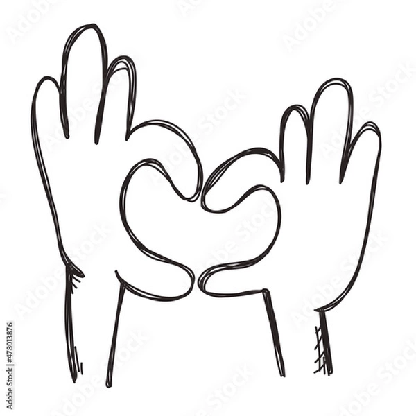 Fototapeta Hands making heart sign up over, Valentine's day, vector illustration.