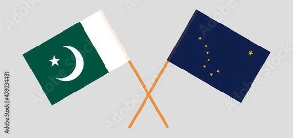 Fototapeta Crossed flags of Pakistan and the State of Alaska. Official colors. Correct proportion