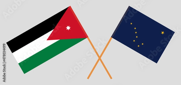 Fototapeta Crossed flags of Jordan and the State of Alaska. Official colors. Correct proportion