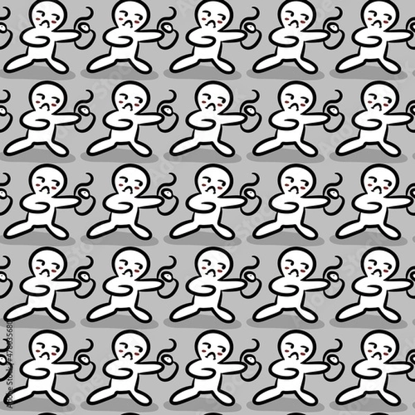 Fototapeta seamless pattern of cute man cartoon