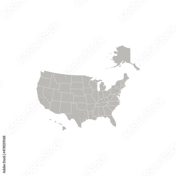 Fototapeta Map of United States Isolated on white background