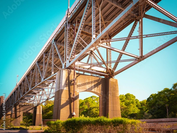 Fototapeta Rustic rugged Bourne Bridge on Cape Cod