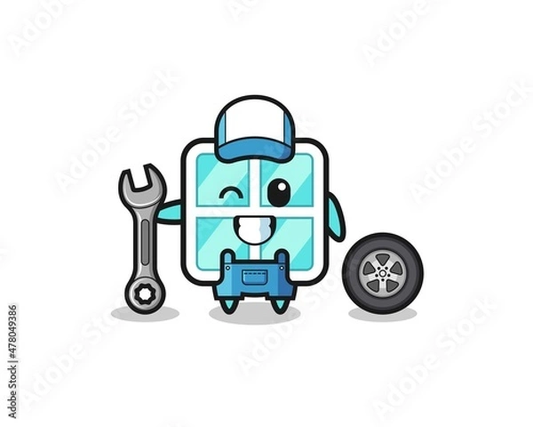 Fototapeta the window character as a mechanic mascot