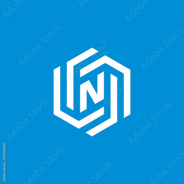 Obraz N monogram hexagonal logo