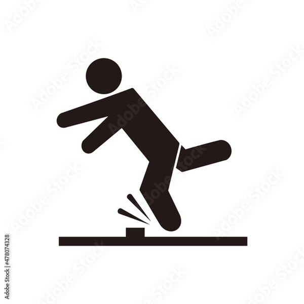 Fototapeta Person tripping over an obstacle icon vector