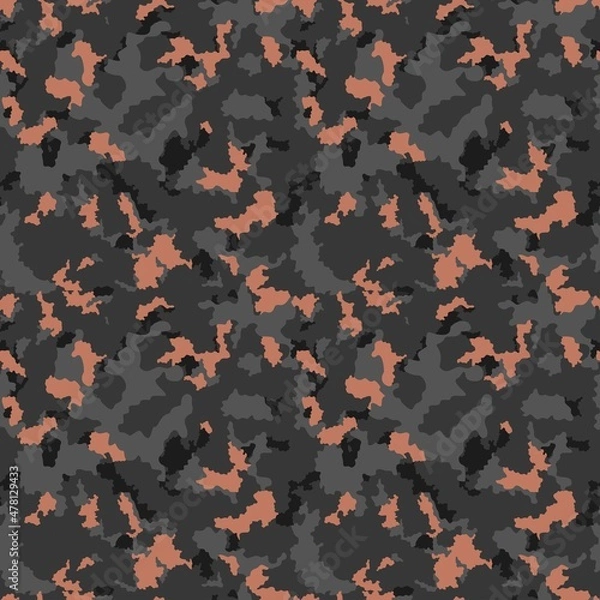 Fototapeta Camouflage pattern vector seamless dark background, modern trendy print