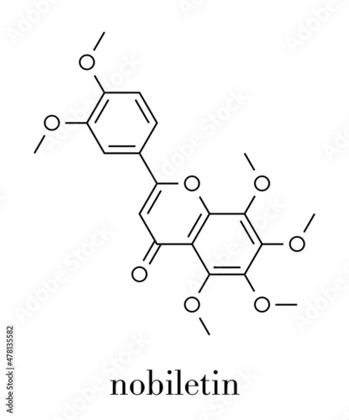Fototapeta Nobiletin flavonoid molecule. Skeletal formula.
