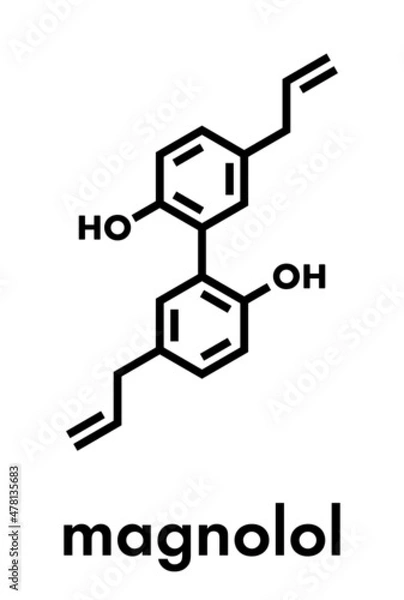 Fototapeta Magnolol herbal molecule, present in magnolia. Skeletal formula.