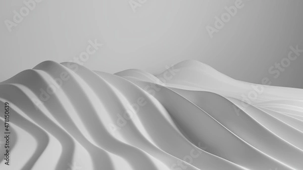 Fototapeta Elegant white background with curved wave lines. 3d render illustration