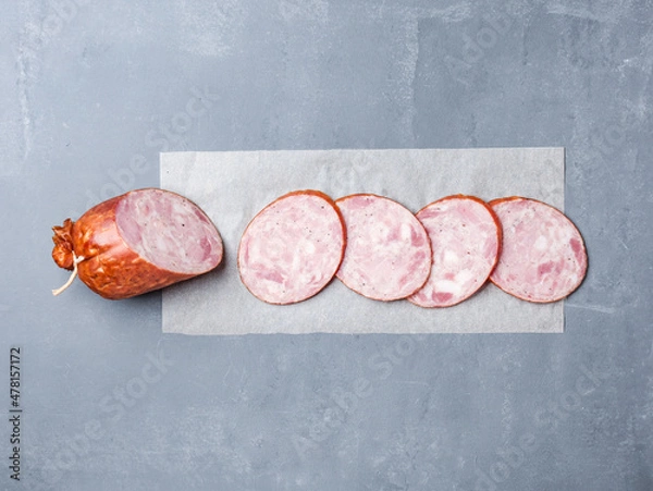 Obraz salami on a gray background