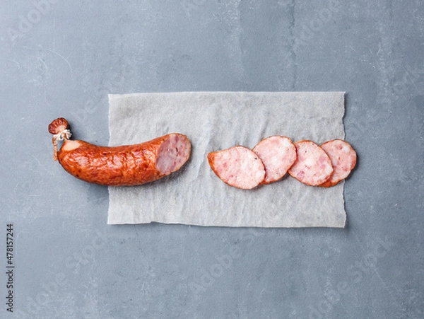 Obraz salami on a gray background