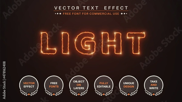 Fototapeta Lightning - Editable Text Effect, Font Style