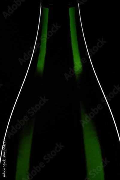 Obraz Green Champagne bottle graphically presented on black background