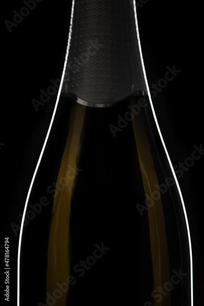 Obraz Brown Champagne bottle graphically presented on black background