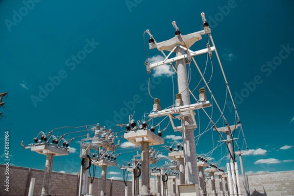 Fototapeta Construction of electric power plants