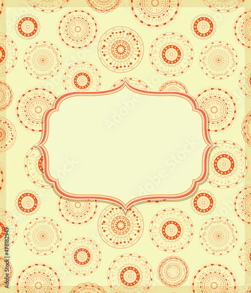 Fototapeta Yellow Invitation Card with Vignette Label