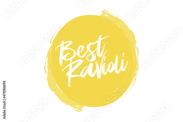 Fototapeta Modern, simple, minimal typographic design of a saying "Best Ravioli" in tones of grey color. Cool, urban, trendy and playful graphic vector art with handwritten typography.