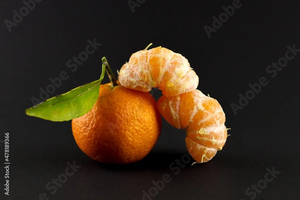Obraz tangerine on black background