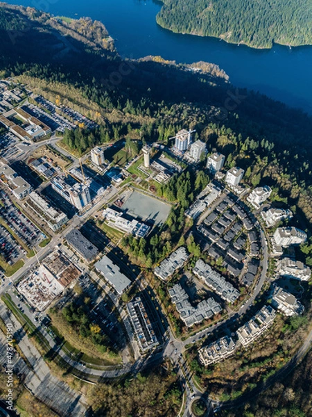 Fototapeta Stock aerial photo of Simon Fraser University Burnaby, Canada