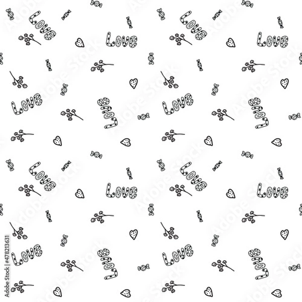 Fototapeta valentine's day vector seamless pattern on white background