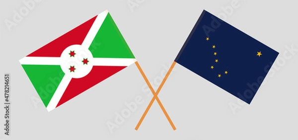 Fototapeta Crossed flags of Burundi and the State of Alaska. Official colors. Correct proportion