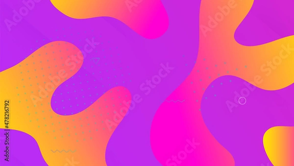 Fototapeta Abstract Shape. 3d Landing Page. Blue Plastic Background. Hipster Pattern. Art Business Backdrop. Horizontal Frame. Dynamic Design. Wavy Fluid Banner. Magenta Abstract Shape