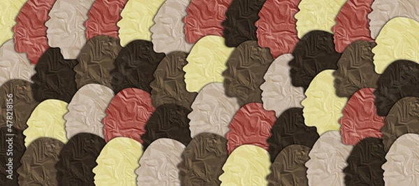 Fototapeta Image illustrating a diverse business, organization and society. All main skin colours.