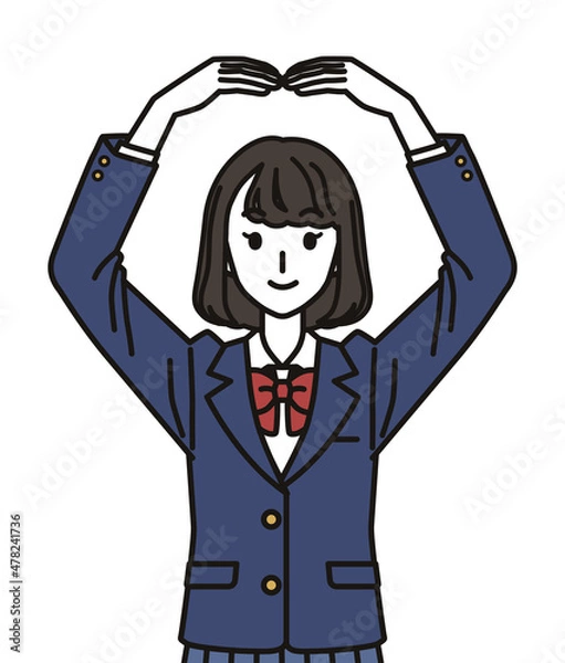 Fototapeta 手でまるのジェスチャーをする女子中学生・高校生