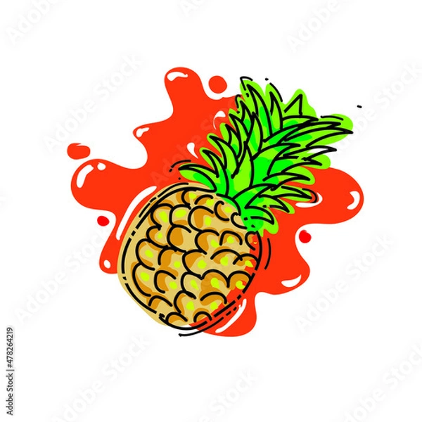 Fototapeta pineapple fruit vector illustration, can be used as an icon, logo, or wall decoration, can also be used for t-shirts, merchandise, also tattoos
