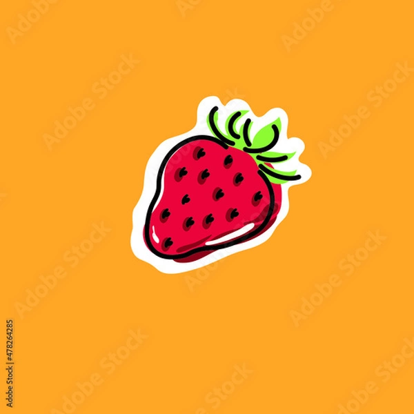 Fototapeta Strawberry fruit vector illustration in an abstract and minimalist style suitable for icon logos and even for images on t-shirts