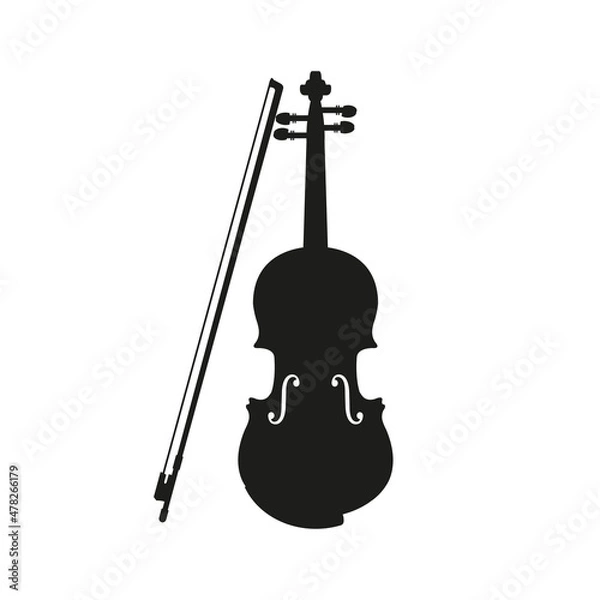 Fototapeta Violin with bow vector isolated on white background