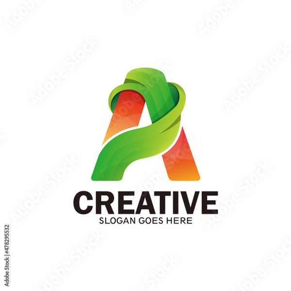 Obraz Creative logo letter A. Modern and dynamic logo initials letter A-vector