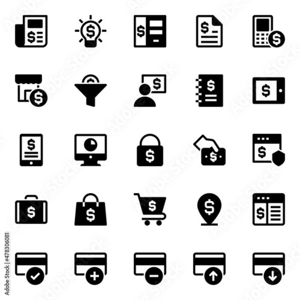 Obraz Glyph icons for finance and payments.
