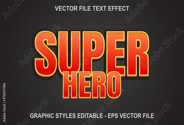 Fototapeta red color superhero text effect. design for templates.