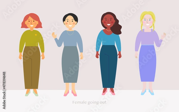 Obraz 普段の女性キャラクター。ベクターデータ。