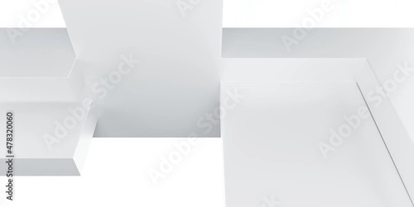 Fototapeta 3d rendering of white abstract architecture background. Scene for advertising, technology, showcase, showroom, metaverse, banner, cosmetic, fashion, business. Sci-Fi Illustration. Product display
