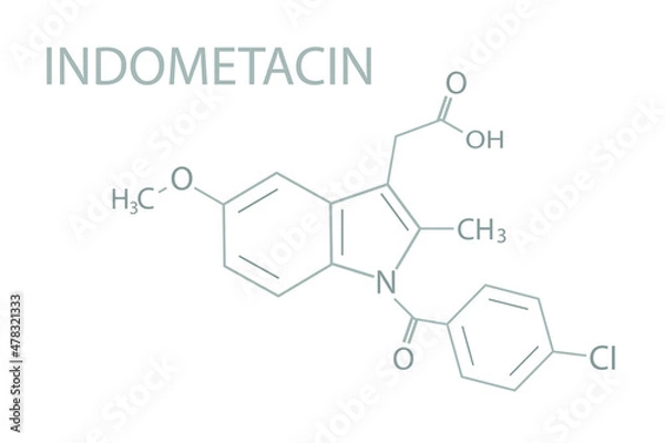 Fototapeta Indometacin molecular skeletal chemical formula.