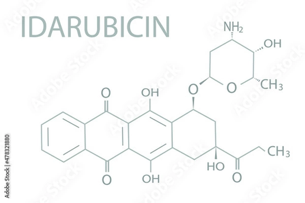 Fototapeta Idarubicin molecular skeletal chemical formula.