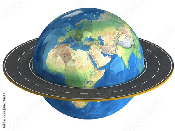 Fototapeta  3d Globe and roads around it.