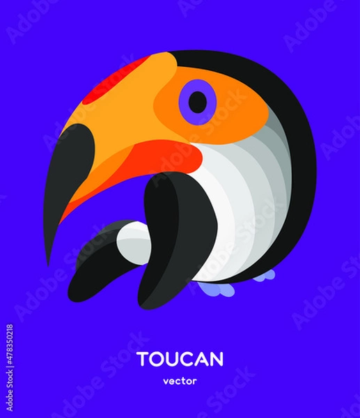 Fototapeta vector isolated cartoon tocan bird 