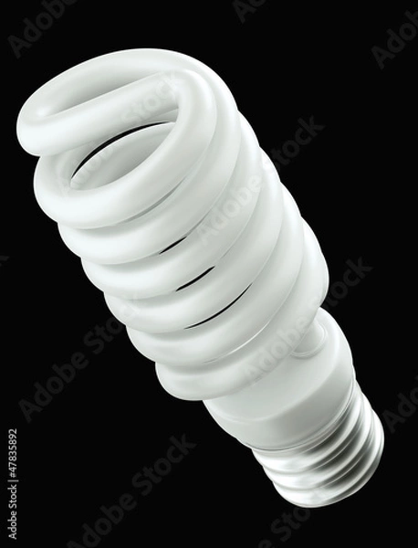 Fototapeta Energy efficiency: spiral light bulb isolated