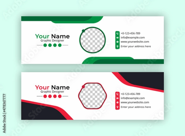 Fototapeta Business Email Signature Template Design. With Two Types Of Different Designs And Vector illustrations. And Two Colors Variations