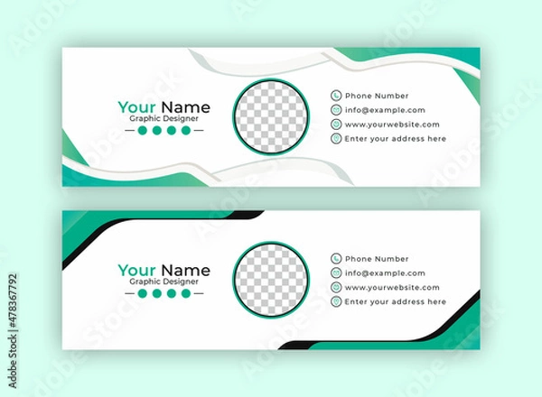 Fototapeta Business Email Signature Template Design. With Two Types Of Different Designs And Vector illustrations. And One Colors Variations
