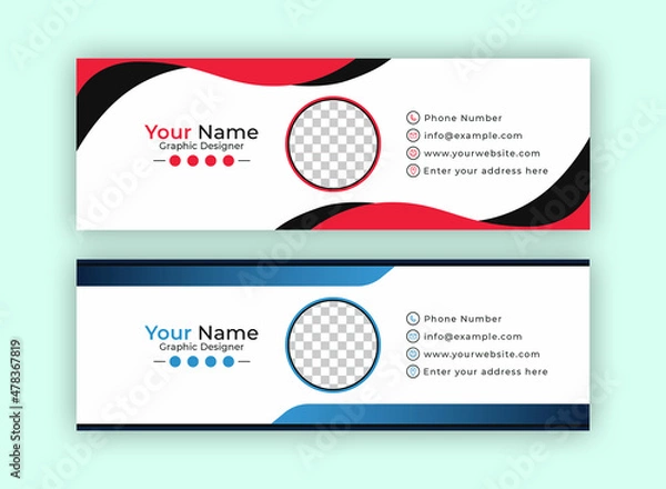 Fototapeta Business Email Signature Template Design. With Two Types Of Different Designs And Vector illustrations. And Two Colors Variations