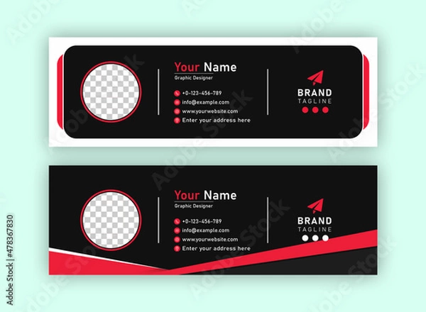 Fototapeta Business Email Signature Template Design. With Two Types Of Different Designs And Vector illustrations. And One Colors Variations