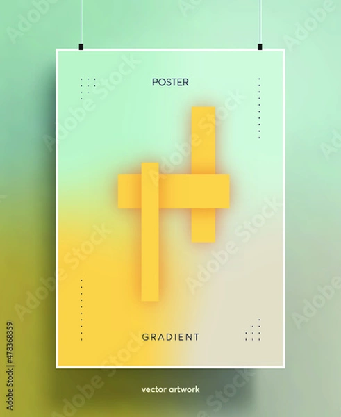 Fototapeta Poster covers with color vibrant gradient background. Trendy modern design. Vector templates for placards, banners, flyers, presentations and reports. Vector illustration. Eps10