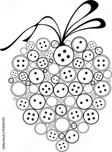 Obraz Vector heart from buttons with a bow.