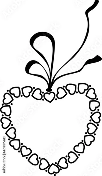 Obraz Vector image. Romantic heart with a bow.